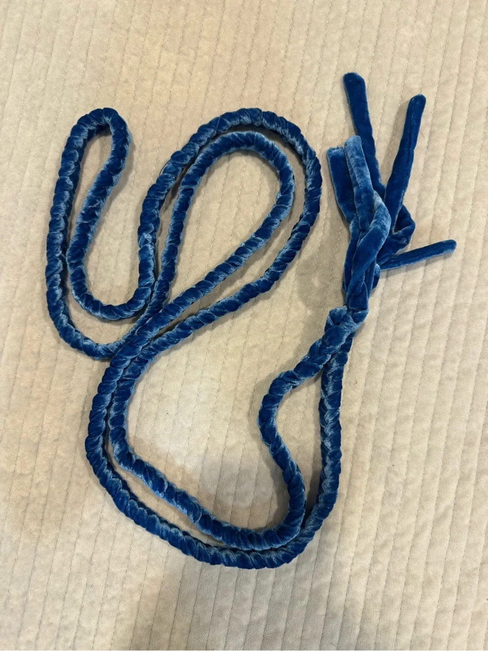 RHODE Royal Blue Velvet Braided Tie Belt for Ella Dress